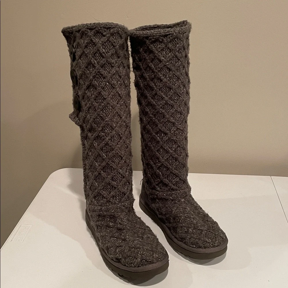 UGG Charcoal Cable Knit Boots